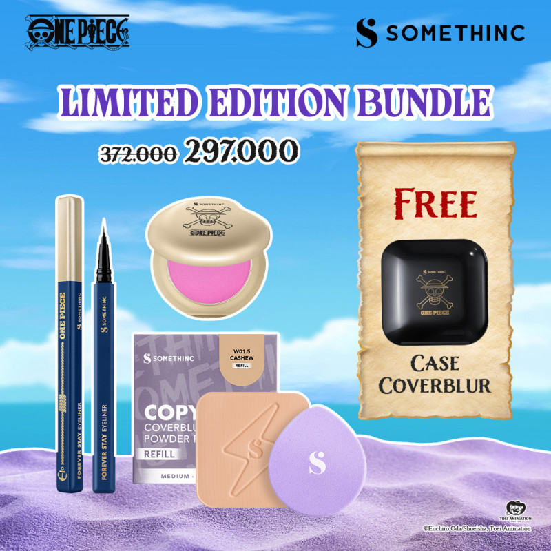 [3 PCS] One Piece - Vivid Gradient Powder Blush + Forever Stay Waterproof Liquid Eyeliner + Refill Coverblur Powder Foundation